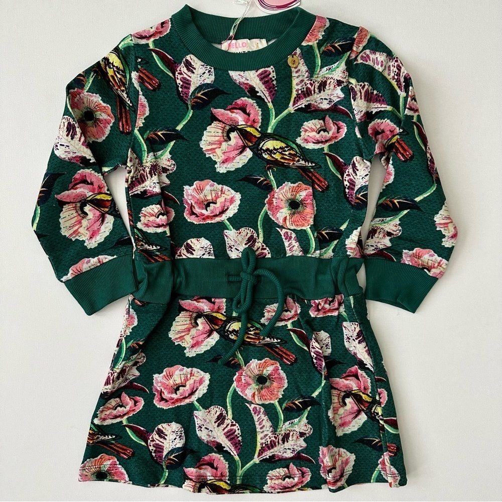 Mim-pi Green Long Sleeve Dress Size 104/4 Y Toddler Girl
